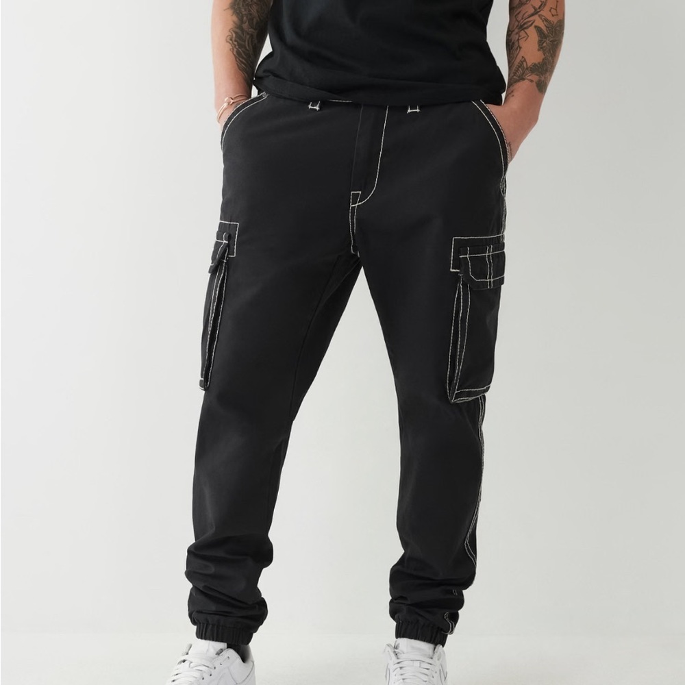 True Religion black cargo pants size 36